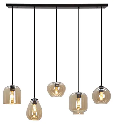 Produktbild von Olucia - CAIA - Pendelleuchte - Bernstein/Schwarz - 5 Lampen