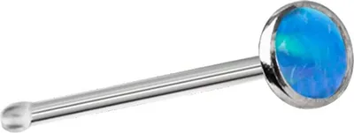 Produktbild von Karisma Nasenpiercing Edelstahl 316L Opal 0,8mm Nasenstecker Gerade- Stein 2,35mm Farbwahl - Blau Opal