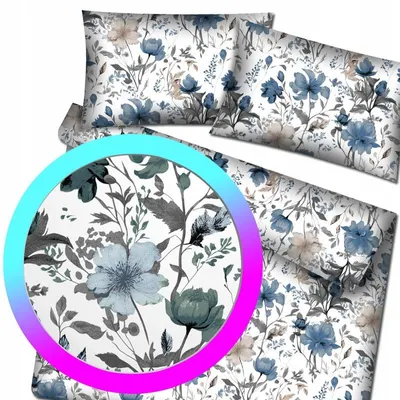 Image de Designpremium Parure de lit coton bleu floral 160x200 cm