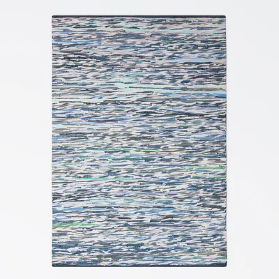 Produktbild von MY-RUG Fleckerlteppich,Rajesh, 150x80, Chindi-Teppich blau grau, aus recycelten Baumwollresten, Fleckerl, handgewebt, wendbar, rechteckig