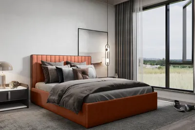Produktbild von Kaiser Möbel Polsterbett 200x200 mit bettkasten und Öffnung öffnen SYLT Ziegel