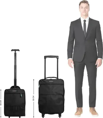 Productafbeelding van AirSlim Handbagage Koffer 55x35x20 cm – Inklapbare Cabin Trolley – Geschikt voor Ryanair, Transavia, TUI, Wizzair & Easyjet – 4 Spinnerwielen – 39L - Zwart