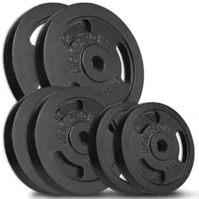 Produktbild von Hop-Sport 60 kg Hantelscheiben-Set 2x15kg +2x10kg +2x5kg 30/31mm Gripper Gusseisen Gewichte Hanteln