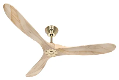 Obrázok produktu pre Energeticky úsporný stropný ventilátor s diaľkovým ovládaním Eco Genuino Brúsená mosadz / prírodné drevo 152 cm