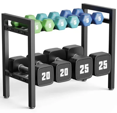 Image de Solidchoice - Étagère réglable en deux niveaux pour kettlebells et haltères