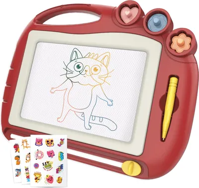 Produktbild von Magicat Zaubertafel Maltafel 8,5 Zoll I Kreatives Spielzeug-Set mit Stempeln und Stickern I Maltafel Zaubertafel für Kinder I super Geschenk I Weihnachten, Geburtstag I Kinder 3 4 5 6 Jahre