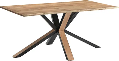 Produktbild von Esstisch Baumkante massiv Akazie natur 180 x 90 Metall Spider-Gestell schwarz außen Holz MIAMI