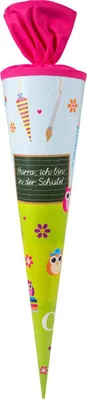 Produktbild von Goldbuch Schul-Lätzchen „SOWA“, 70 cm, rund, rosa, mit grünem Filzverschluss