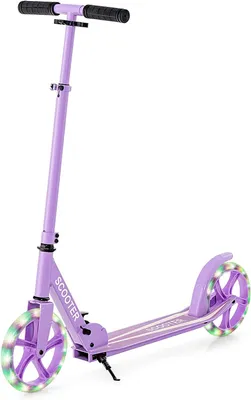 Produktbild von GOPLUS Scooter Kinder, Cityroller aus Aluminium bis zu 100kg, Kickscooter mit Schultergurt & LED Rädern, Tretroller klappbar & höhenverstellbar