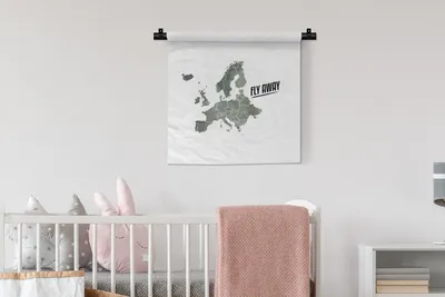 Produktbild von MuchoWow® Wandteppich Wandbehang Karte - Europa - Aquarell - Briefe 60x60 cm Tapisserie Dekoration Wandtuch - Dekorationen - Wand Decke