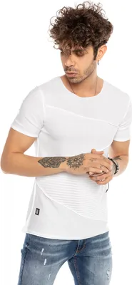 Produktbild von Red Bridge Herren T-Shirt Strick Shirt Structure Round Neck Weiß XL