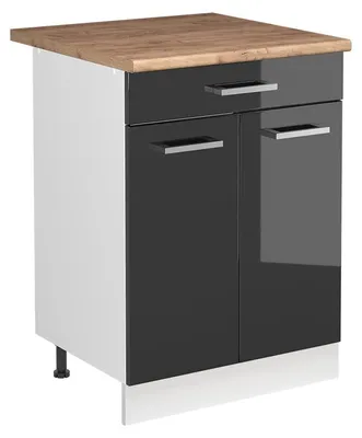 Immagine prodotto di Mobile lavello cucina Vicco R-Line Antracite lucido/Bianco 60 cm piano di lavoro Rovere dorato, Model 72985