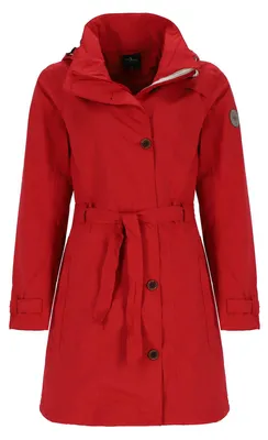 Produktbild von Blue Wave Damen Funktionsmantel Funktions-Trenchcoat Jennifer - Unifarbene Regenjacke mit Dekorknöpfen in Granat Rot Größe 36