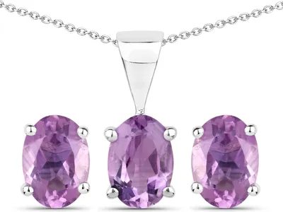 Produktbild von Vira Jewels Schmuck-Set 925/- Sterling Silber 45cm weiß Amethyst lila 147200002