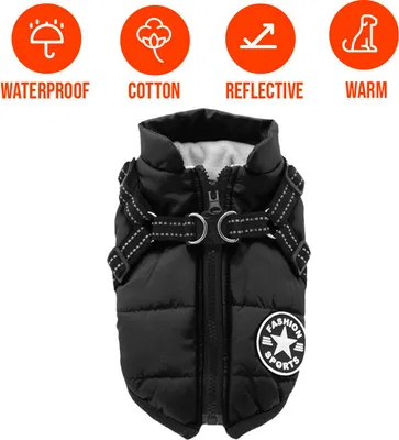 Produktbild von 2-in-1-Hundejacke mit reflektierendem Latz, reflektierender und verstellbarer Latz, sorgt für Sichtbarkeit und Sicherheit, Größe L-XL – Dogjacket