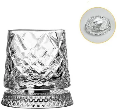 Immagine prodotto di Bicchiere girevole, bicchiere da whisky in cristallo da 260 ml per whisky, bourbon, liquori e cocktail