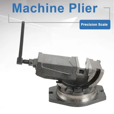 Image de Étau pour perceuse - Modèle de table - Largeur des mâchoires : 10,2 cm - Fonte - Manuel - Haute précision - Inclinable