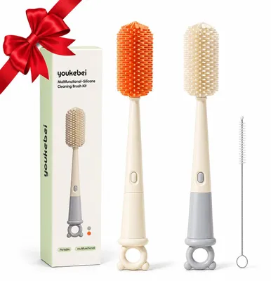 Flaschenbürstenset, Babyflaschen-Reinigungsset, Silikon, 3-teilig