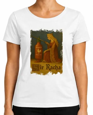 Obrázek produktu pro Sir Racha Sriracha Knight Knighthood Queen Medieval Chilli Dámské tričko, bílé, XL