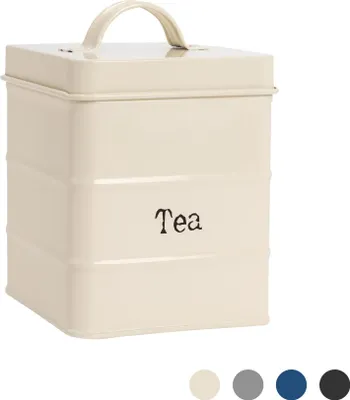 Produktbild von Harbour Housewares Industrie Teedose - Vintage Style Stahl Küche Storage Caddy mit Deckel - Creme