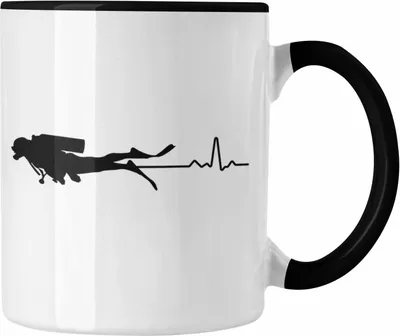 Produktbild von Trendation - Taucher Tasse Geschenk Kaffeetasse Geschenkidee Männer Tauchen Evolution Grafik Tauchlehrer Tauchsportler Becher (Schwarz)