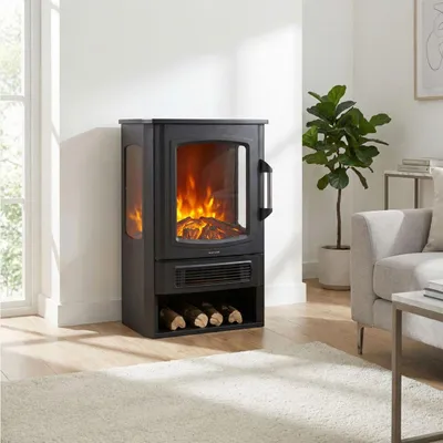 Produktbild von Glow Fire Elektrokamin 'Ember' | LED Standkaminofen in schwarz mit Heizung (2000 W) | HxBxT: 80,5x50x38,5cm