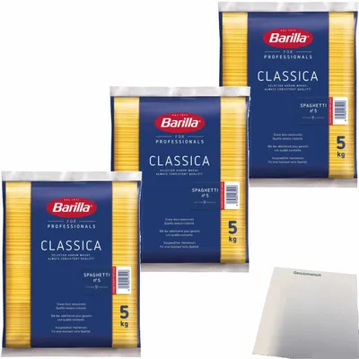 Produktbild von Barilla Spaghetti No.5 3er Pack (3x5kg Beutel) + usy Block