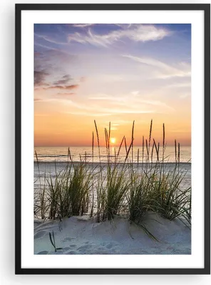 Produktbild von Gerahmtes Poster - Schwarzer Rahmen - Westen Sonne Strand - 50x70 cm - Wand Bild - Wanddeko - Wandbilder - Kunstposter - Wandposter - Bilderrahmen - Bilder - Kunstdruck - Wandbild - P2BPA50x70-4201