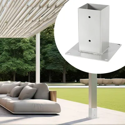 Zdjęcie produktu dla 4x wkręcana tuleja wspornika słupka ogrodzeniowego srebrna 80x80mm