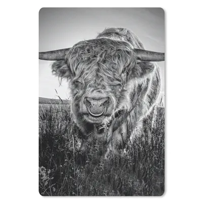 Produktbild von MuchoWow® Mauspad Mousepad Schottischer Highlander - Schwarz und Weiß 18x27 cm - Mousepads - Maus Mat - Pad - Mausunterlage