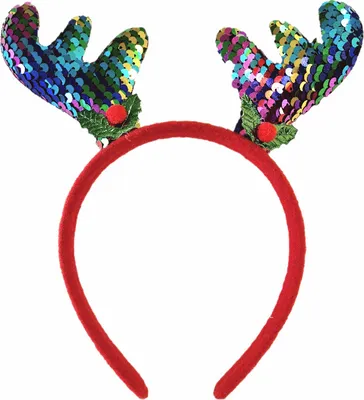Produktbild von Rentier Haarreif Stirnband Weihnachten Haarschmuck Bling Kopfschmuck  Haardeko Bunt