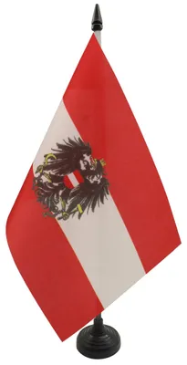 Produktbild von AZ FLAG Tischflagge Österreich mit Adler 21x14 cm Kunststoffsockel