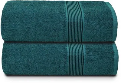 Immagine prodotto di Set da 2 asciugamani da bagno in cotone di grandi dimensioni, 100% cotone, 100 x 150 cm – altamente assorbenti, ad asciugatura rapida, color blu-verde