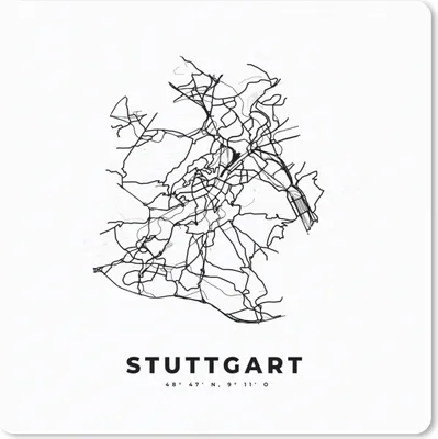 Produktbild von MuchoWow® Mauspad Mousepad Stadtplan - Deutschland - Schwarz und weiß - Stuttgart - Karte 20x20 cm - Mousepads - Maus Mat - Pad - Mausunterlage - Desk Mat - Bureauartikeln