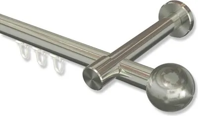 Produktbild von Interdeco Innenlaufstange, Gardinenstange mit Innenlauf Edelstahl-Optik Modell Prestige Luino, 20 mm Ø 1-läufig, 540 cm (geteilt)