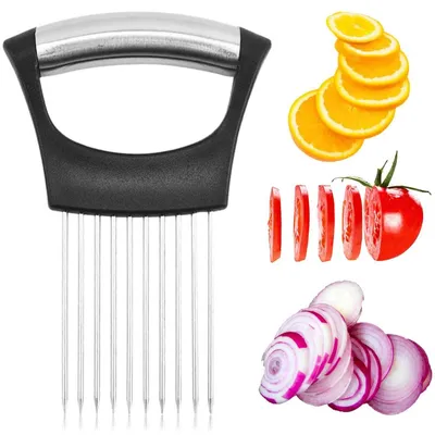 Image de Coupe-oignons en acier inoxydable avec picots pour couper les citrons, les pommes de terre et les concombres