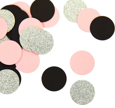 Produktbild von Oblique Unique Papier Konfetti Kreise 36 Stk. Tischdeko Hochzeit Geburtstag JGA - rosa schwarz silber