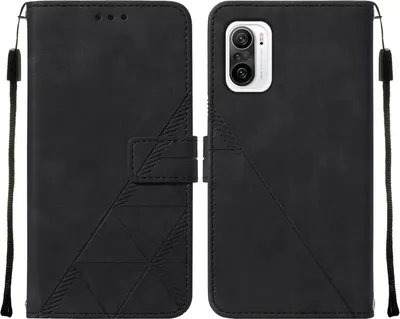 Produktbild von Xiaomi Poco F3 Hülle, Schlank Prägung Flip Leder Kartenfächer Schutzhülle mit Ständer für Xiaomi Poco F3 / Redmi K40 / K40 Pro Schwarz