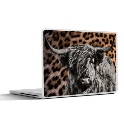Produktbild von MuchoWow® Laptop Aufkleber Sticker Cover Schottischer Highlander - Panther - Schwarz - Weiß 30x22 cm - Laptop-Sticker