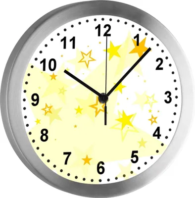 Produktbild von Funkuhr, Kinder Wanduhr, Kinderuhr, Kinderzimmer Sternenhimmel gelb
