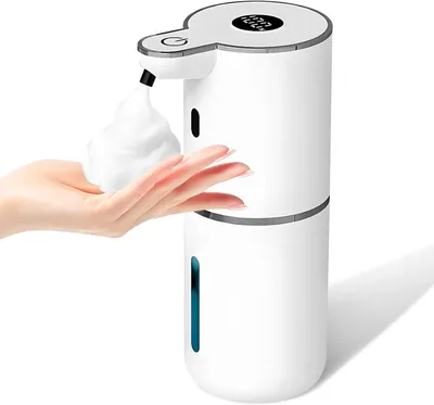 Produktbild von Seifenspender Automatisch, Elektrischer Seifenspender mit Digitalanzeige, 380ml USB-wiederaufladbarer Schaumseifenspender für Bad und Küche, Weiß