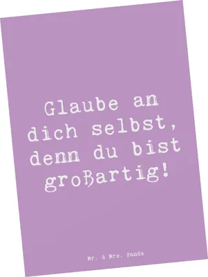 Produktbild von Mr. & Mrs. Panda Ansichtskarte Spruch Selbstvertrauen stärken - Lavendeltraum - Geschenk, Ansichtskarten, Mutmacher, Herausforderungen meistern, Achtsamkeit, Vertrauem