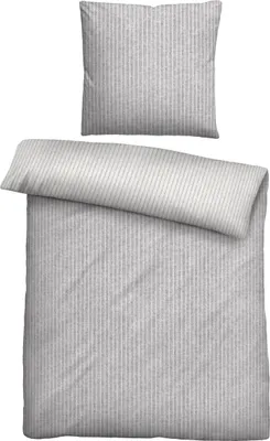 Produktbild von biberna Melange-Flanell Bettwäsche 0840507 WEBSTREIFEN color: sturmgrau, size: 1x 135x200 cm + 1x 80x80 cm