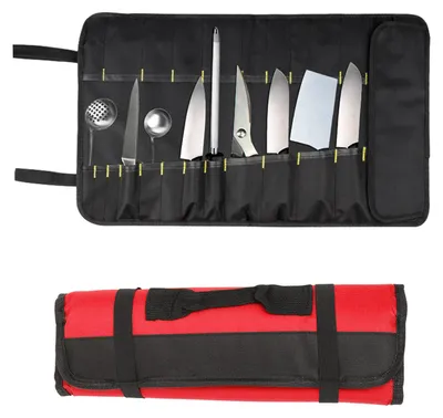 Produktbild von Werkzeug-Rolltasche, tragbar, aus Segeltuch, wasserdicht, multifunktionale Organisation für Holzbearbeitung, Rot
