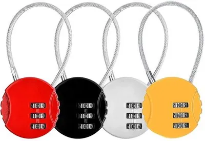 Immagine prodotto di Lucchetti a combinazione a 3 cifre colorati per valigie e viaggi, confezione da 4 pezzi