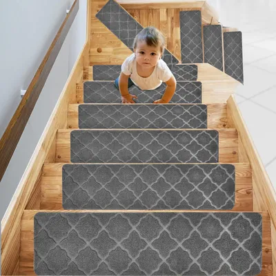 Antislip-Treppenmatten, 15 Stk., 76x20 cm, selbstklebend, grau