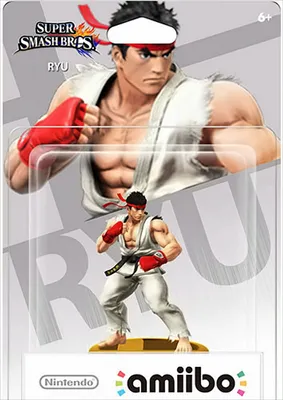 A product packaging for a Ryu amiibo figure from Super Smash Bros.
