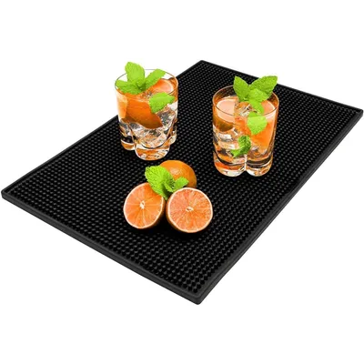 Produktbild von Barmatte Abtropfmatte Silikon Bar Service Matte 45x30cm Gummi Zubehör Überlaufmatte Schnell Trocknend Rutschfest für Bar Club Küche Café Schwarz