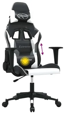 Produktbild von vidaXL Gaming-Stuhl mit Massagefunktion Schwarz und Weiß Kunstleder