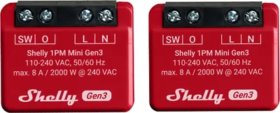 Produktbild von SHELLY WLAN-Schaltaktor 1PM Mini Gen 3, rot, 2 Stück